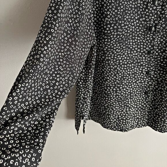 Vintage 90’s abstract black and white button blouse retro unique eclectic - Picture 5 of 10